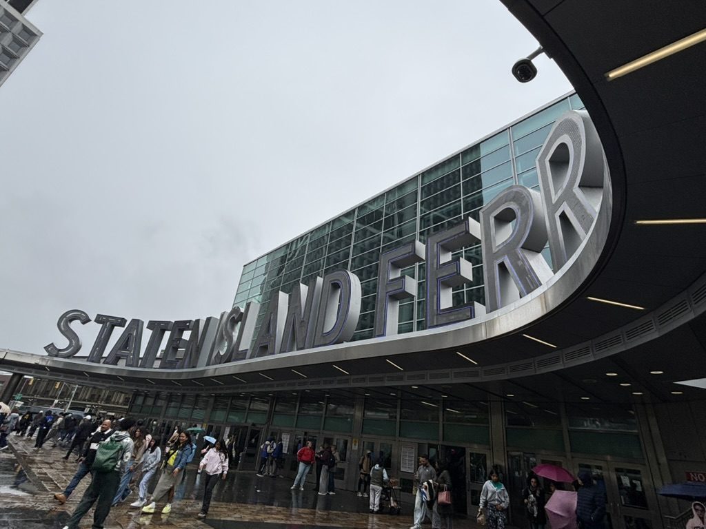 The Staten Island Ferry terminal in the rain